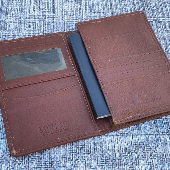 Leather Passport Holder Wallet Handmade Brown Card Holder Clutch Purse - Picture 3 of 12